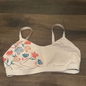 Adidas White Sports Bra with Floral Accents